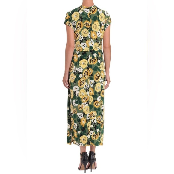 Donna Morgan Garden Floral Midi Dress Size 2 Wrap Front Asymmetrical Hem Spring - Picture 2 of 16